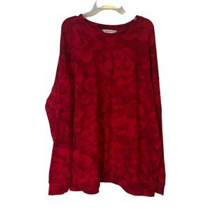 Athleta Sweatshirt Oversized Womens Size Large Red Floral Long Sleeves